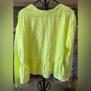 (NWT) Free People Neon Yellow Peplum Long Sleeve Top Sour Citrus
